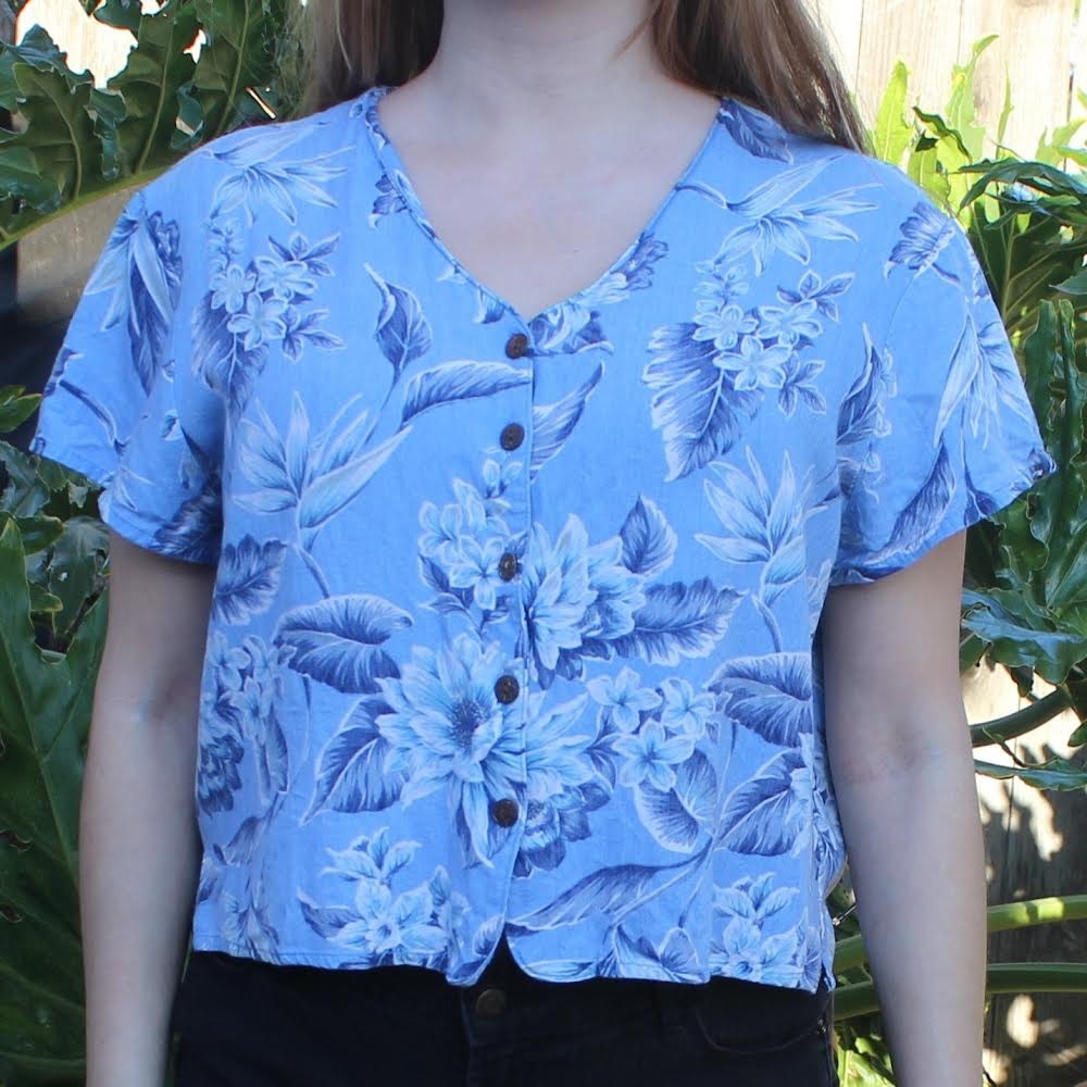 Vintage Button up Floral Crop Top
